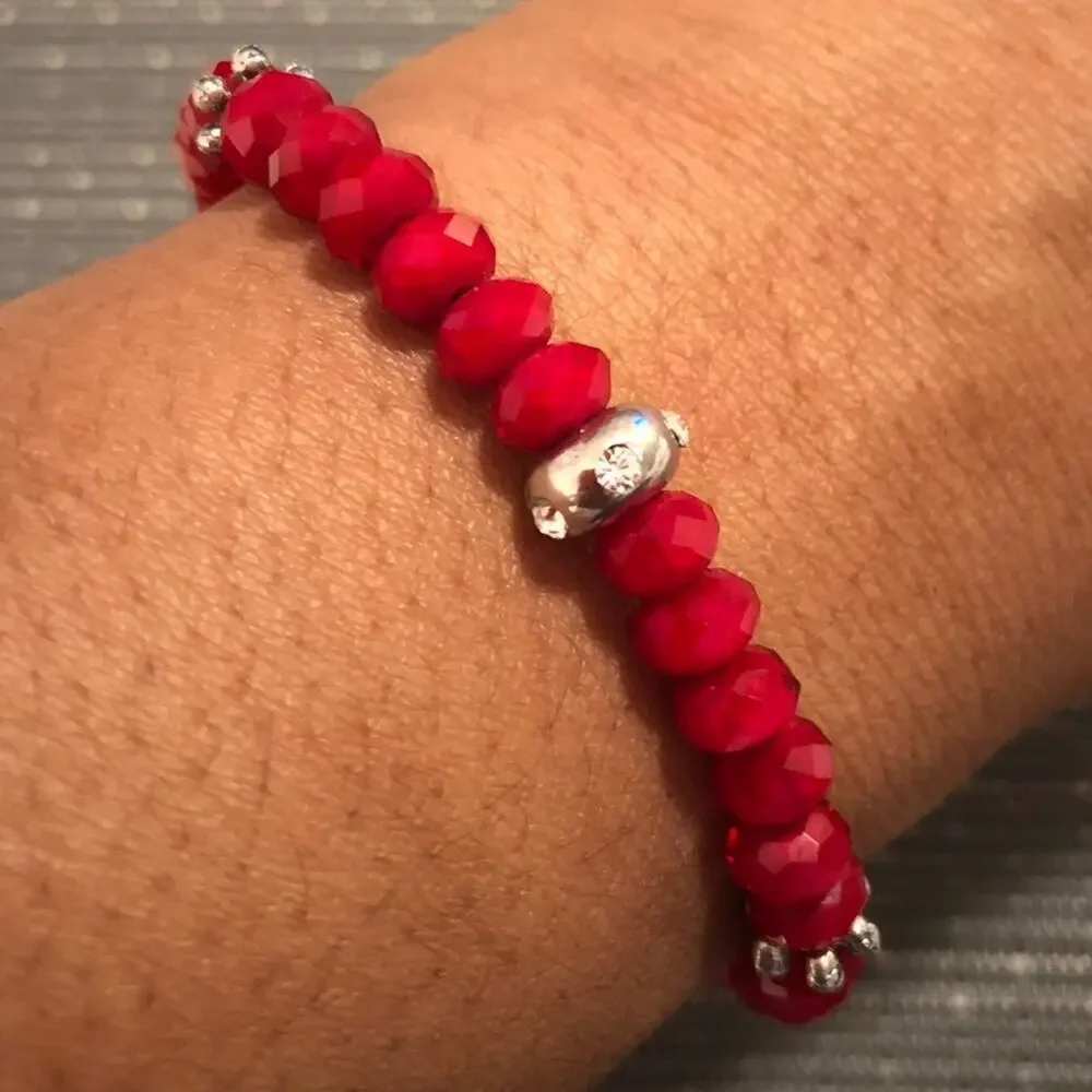 Red Swarovski & Silver Rhinestone Bracelet